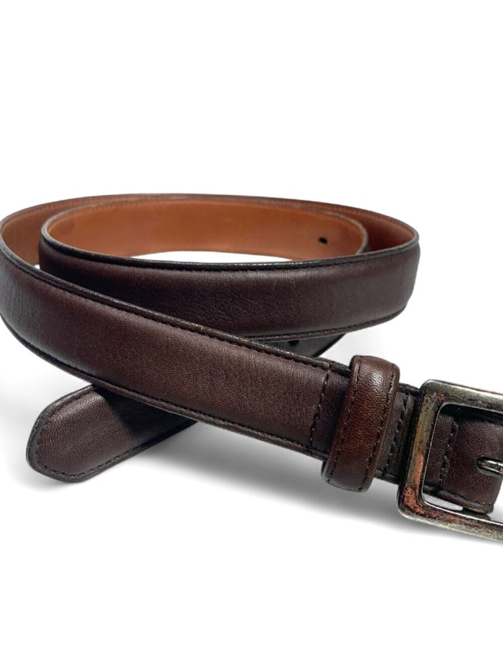 Coach Women's Mahogany Brown Leather Belt With Silver Buckle 3924 Size Large